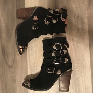 Jeffrey Campbell x Free People Suede Buckle Boot